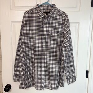 Berne Workwear Mens 2XL Grey Plaid Long Sleeve Button Down Shirt SH26PGA Stretch